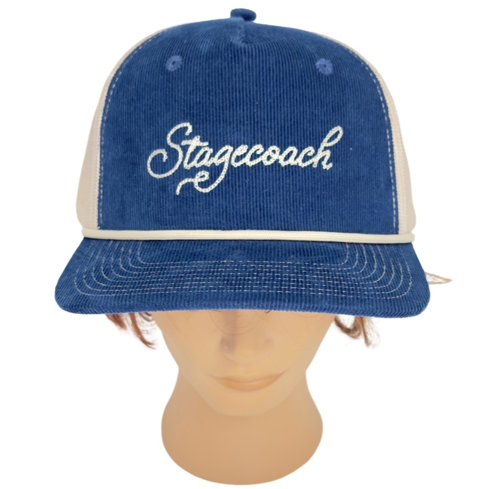 Stagecoach Festival 2025 Courdoroy Embroidered Blue and Tan Trucker SnapBack Hat